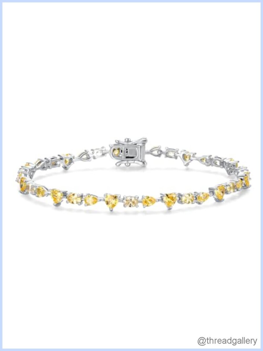 Sterling Silver Tennis Bracelet with Heart Oval Teardrop CZ Stones Fine Jewelry
